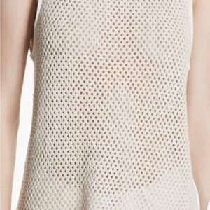 Theory, Cream Open-Knit Sleeveless Tank, Size L